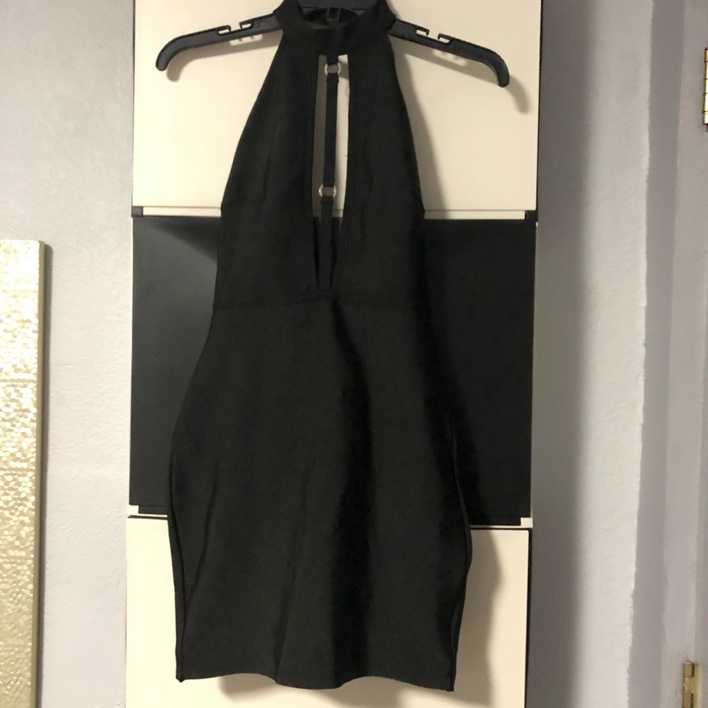 Open Back Black Mini Dress - brand: by the way.